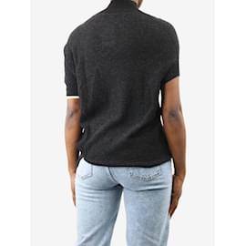 Y'S-Black short-sleeved knit top - size UK 10-Black