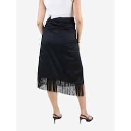 Autre Marque-Black fringe-hem wrap midi skirt - One Size-Black
