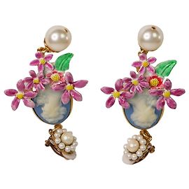 Dolce & Gabbana Orecchini a clip multifloreali e perle Multicolore