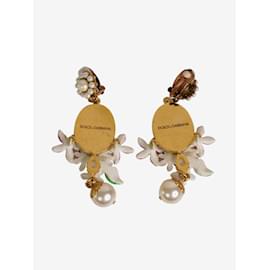 Dolce & Gabbana-Ohrclips mit mehreren Blumen- und Perlenmotiven-Mehrfarben