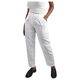 Luisa Cerano-Pantaloni larghi bianchi in lino - taglia UK 10-Bianco