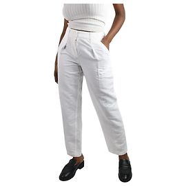 Luisa Cerano Pantalon en lin ample blanc - taille UK 10 Blanc