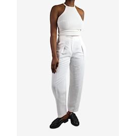 Luisa Cerano-White loose-fit linen trousers - size UK 10-White