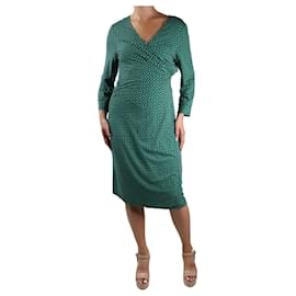 Diane Von Furstenberg-Green geometric print wrap dress - size L-Green