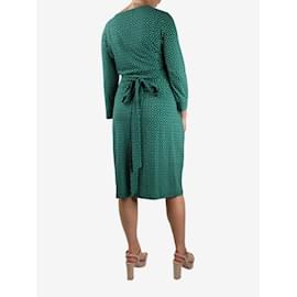 Diane Von Furstenberg-Green geometric print wrap dress - size L-Green