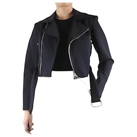 Y3-Black metallic logo biker jacket - size S-Black