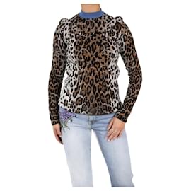 Stella Mc Cartney-Suéter multicolor com estampa de leopardo - tamanho IT 40-Multicor