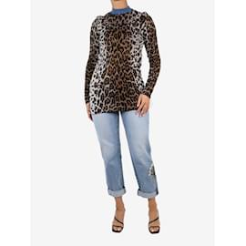 Stella Mc Cartney-Suéter multicolor com estampa de leopardo - tamanho IT 40-Multicor