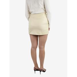 Autre Marque-Mini jupe boutonnée en cuir crème - taille M-Écru