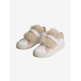 Moncler-White slip-on fur detail trainers - size EU 37-Other
