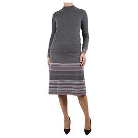 Agnona Set aus grauem Strickpullover und Midirock – Größe S Grau