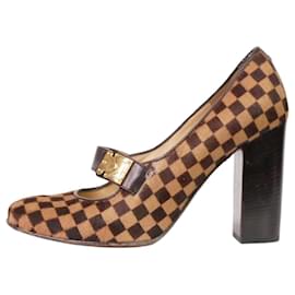 Louis Vuitton-Brown pony skin checkered heels - size EU 36.5-Brown