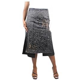 Autre Marque-Black embroidered midi skirt  - size UK 14-Black