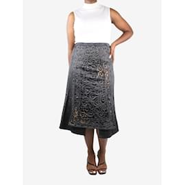 Autre Marque-Black embroidered midi skirt  - size UK 14-Black