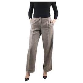 Loro Piana-Brown high-rise check wool trousers - size UK 10-Brown