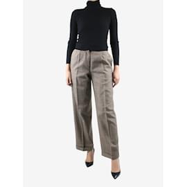 Loro Piana-Pantalón de lana de cuadros de tiro alto marrón - talla UK 10-Castaño