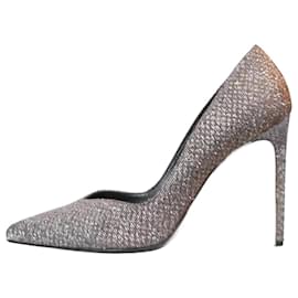 Saint Laurent-Silver glittered point-toe heels - size EU 39.5-Silvery