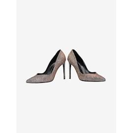 Saint Laurent-Silver glittered point-toe heels - size EU 39.5-Silvery