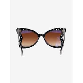 Vivienne Westwood-Vivienne Westwood Black heart shaped diamonte embellished sunglasses - size-Other