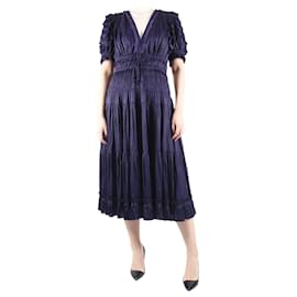 Ulla Johnson-Purple ruffled and gathered satin midi dress - size US 8-Purple
