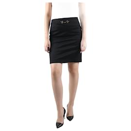 Gucci-Falda negra con detalle de cinturón - talla UK 12-Negro