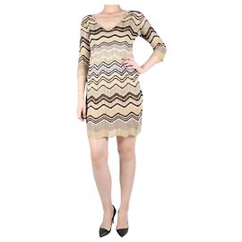 M Missoni Robe à rayures scintillantes dorées - taille IT 40 Doré