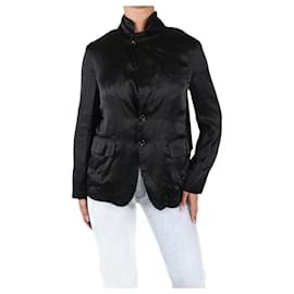 Comme Des Garcons-Black belted satin jacket - size UK 8-Black