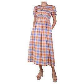 Rejina Pyo Robe midi à carreaux orange - taille UK 8 Orange