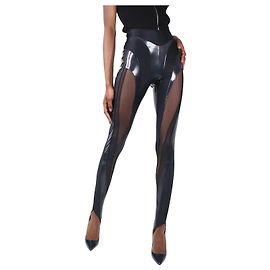 Thierry Mugler Black perspex straight-leg leggings - size FR 36 Black