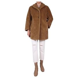 Weekend Max Mara Brown wool-blend faux fur coat - size UK 6 Brown
