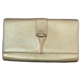 Yves Saint Laurent Clutch Tasche Leder Gold Golden