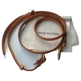 Louis Vuitton-LOUIS VUITTON Alça de bolsa ajustável em couro dourado Condição quase nova-Bege