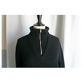Hermès-HERMES Trucker-Pullover aus gemischter schwarzer Wolle, sehr guter Zustand TM-Schwarz