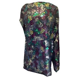 Malandrino de Catherine Malandrino Black / roxa / Vestido de seda assimétrico multi iridescente verde Multicor