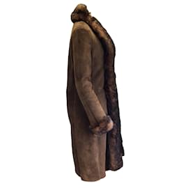Ralph Lauren-Ralph Lauren Collection Brown Mid-Length Lamb Shearling Coat-Brown