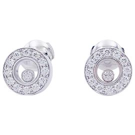 Boucles d'oreilles Chopard, "Happy Diamonds", or blanc, diamants. Autre