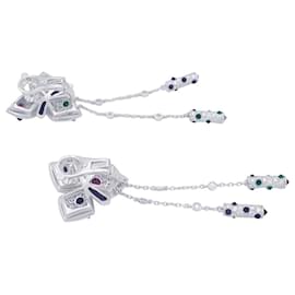 Cartier-Boucles d'oreilles  Cartier, "Caresse d'Orchidée", or blanc, diamants, pierres de couleur.-Autre