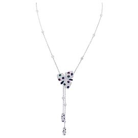 Collier Cartier, "Caresses d'Orchidées", or blanc et pierres de couleurs. Autre