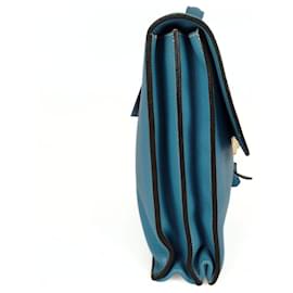 Hermès-Sac de travail Hermès dépeches en cuir turquoise-Bleu clair