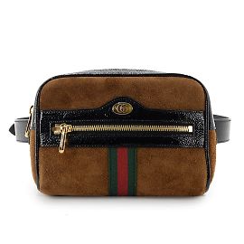 Gucci Bolsa de Cinto Ophidia de Camurça 517076 Marrom