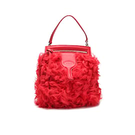 Tod's-Tod's Fluffy Fur Handbag  Plastic Handbag in Excellent condition-Red