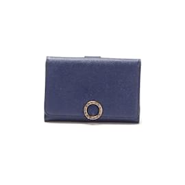 Bulgari-Bvlgari Leather Bifold Wallet Leather Short Wallet in Fair condition-Blue
