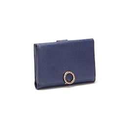 Bulgari-Bvlgari Leather Bifold Wallet Leather Short Wallet in Fair condition-Blue