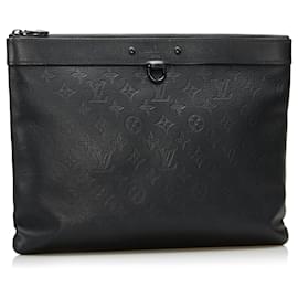 Louis Vuitton-Louis Vuitton Black Monogram Shadow Discovery Pochette -Black