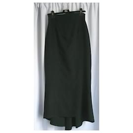 Chanel-CHANEL Long silk tulip skirt T36 very good condition-Black