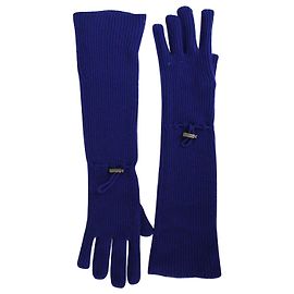 Brunello Cucinelli Guantes largos canalé cachemira azul Otro