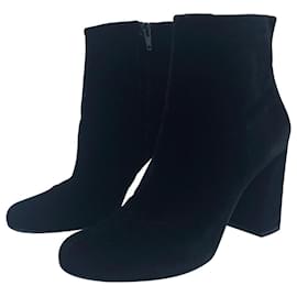 Saint Laurent-Black velvet heeled ankle boots - size EU 37.5-Other