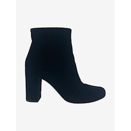 Saint Laurent-Black velvet heeled ankle boots - size EU 37.5-Other