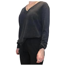 Maison Martin Margiela-Suéter de cashmere preto lavado com decote em V - tamanho S-Outro