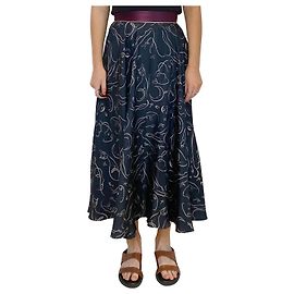 Roksanda Jupe midi marine avec ceinture bordeaux - taille 8 Autre